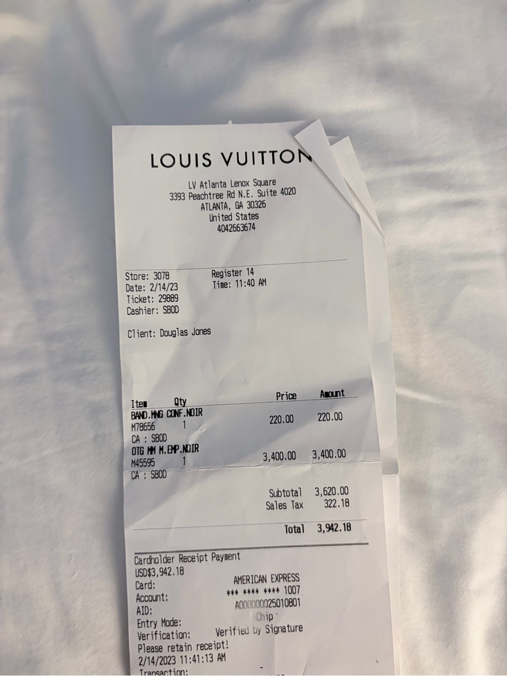 Louis Vuitton Black, White & Gold Monogram Silk Bandau/Twilly - Picture 7 of 7